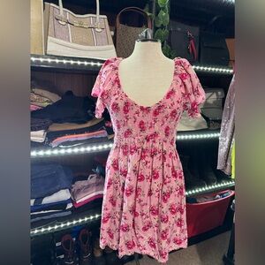 JOLIE & JOY Pink Roses Butterfly Sleeve Mini Dress size XL
